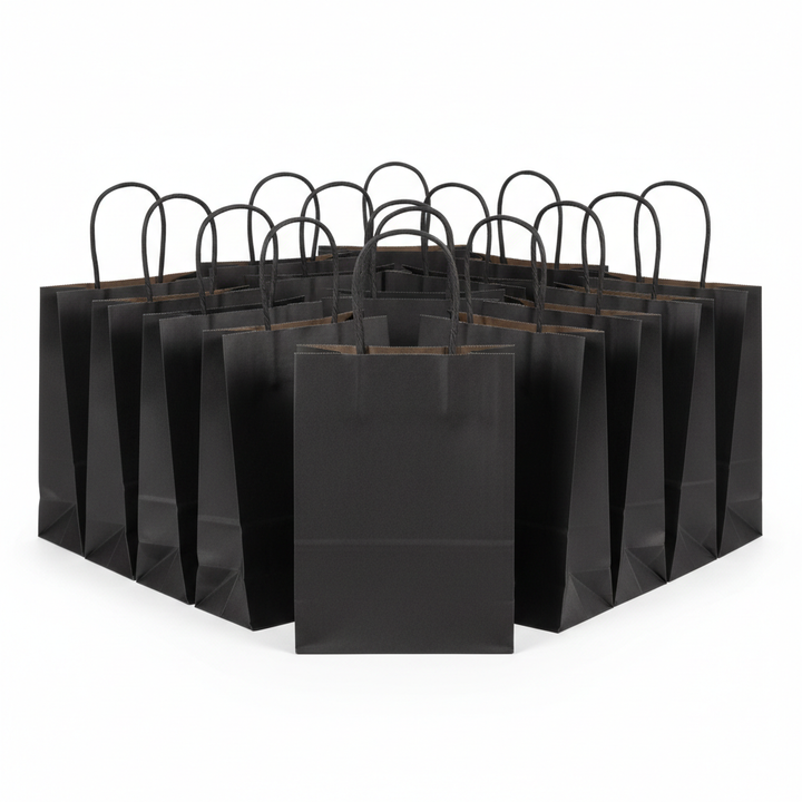 Black favor bags with handles